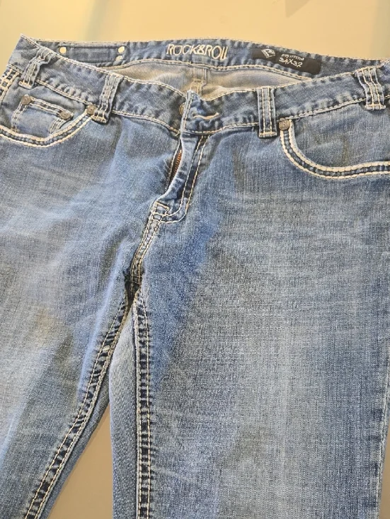 Rock & Roll Denim Light Blue Boot Cut Jeans with Embroidered Pockets - Picture 8 of 16